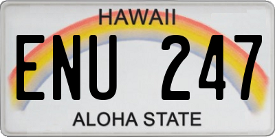 HI license plate ENU247
