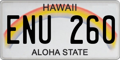 HI license plate ENU260