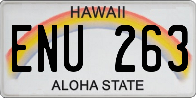 HI license plate ENU263