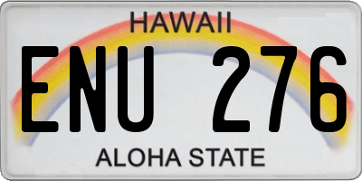 HI license plate ENU276