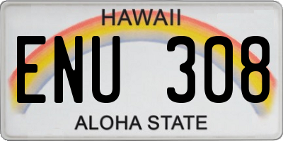 HI license plate ENU308