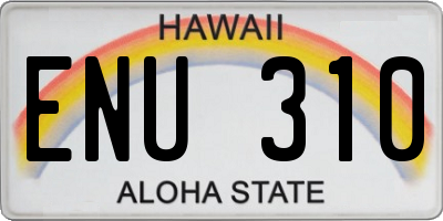 HI license plate ENU310