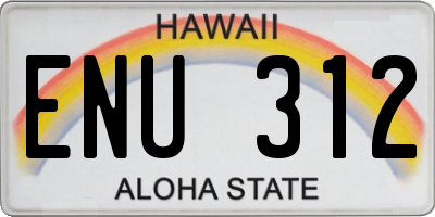 HI license plate ENU312