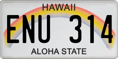 HI license plate ENU314