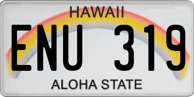 HI license plate ENU319
