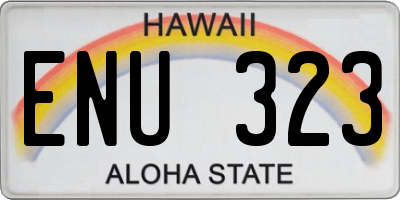 HI license plate ENU323