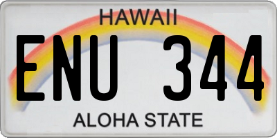 HI license plate ENU344