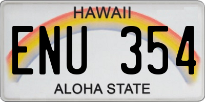 HI license plate ENU354