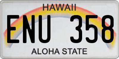 HI license plate ENU358