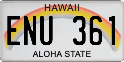 HI license plate ENU361