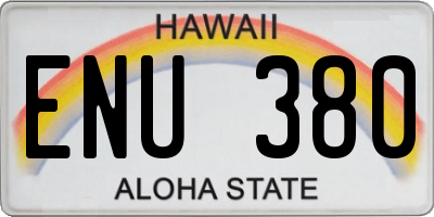 HI license plate ENU380