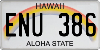 HI license plate ENU386