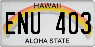 HI license plate ENU403