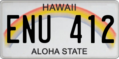 HI license plate ENU412