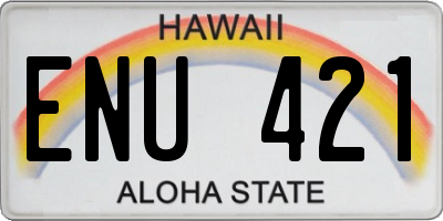 HI license plate ENU421
