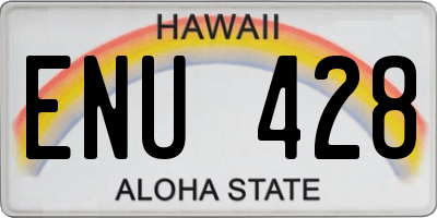 HI license plate ENU428
