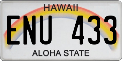 HI license plate ENU433