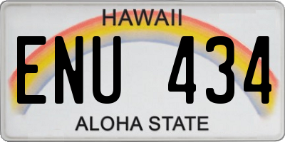 HI license plate ENU434
