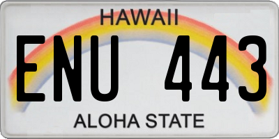 HI license plate ENU443