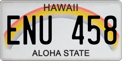 HI license plate ENU458