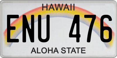 HI license plate ENU476