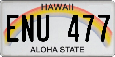 HI license plate ENU477