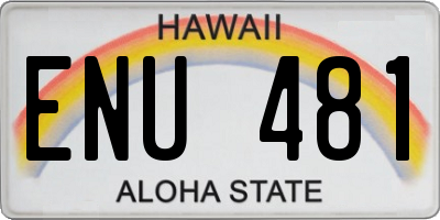HI license plate ENU481