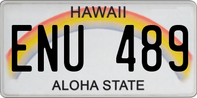 HI license plate ENU489