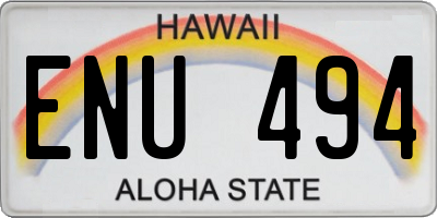 HI license plate ENU494
