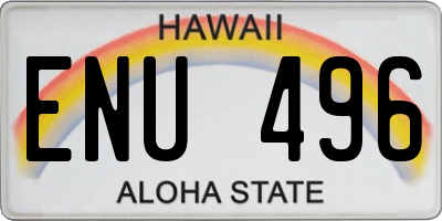 HI license plate ENU496