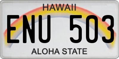 HI license plate ENU503