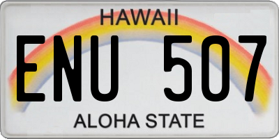 HI license plate ENU507