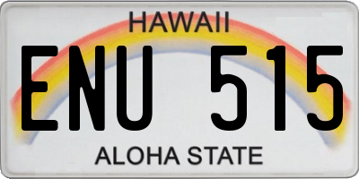 HI license plate ENU515