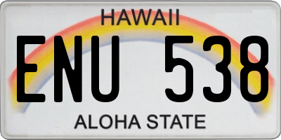 HI license plate ENU538
