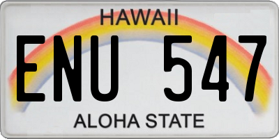 HI license plate ENU547