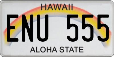 HI license plate ENU555