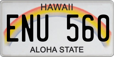 HI license plate ENU560
