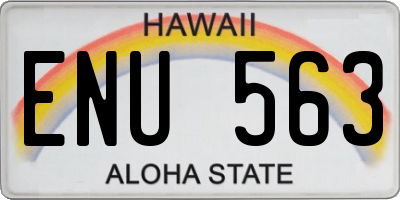 HI license plate ENU563
