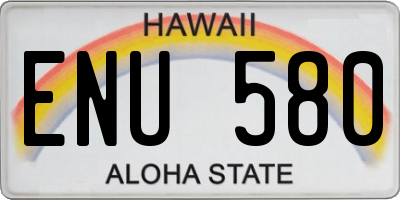 HI license plate ENU580