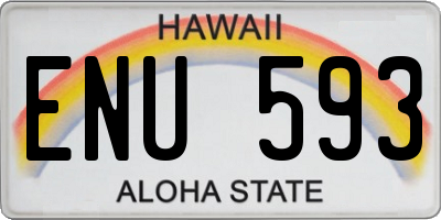 HI license plate ENU593