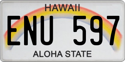 HI license plate ENU597