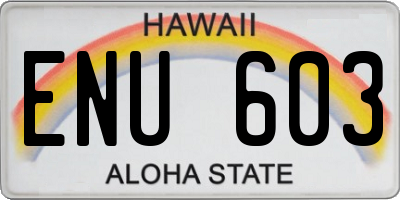 HI license plate ENU603