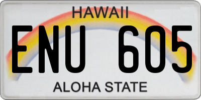 HI license plate ENU605