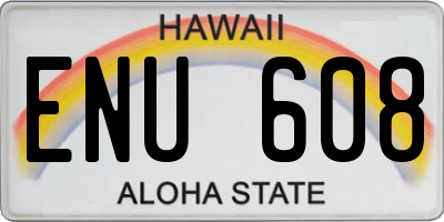 HI license plate ENU608