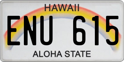 HI license plate ENU615