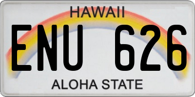 HI license plate ENU626