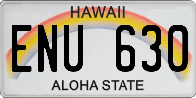 HI license plate ENU630