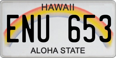 HI license plate ENU653