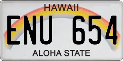 HI license plate ENU654