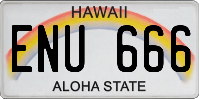 HI license plate ENU666